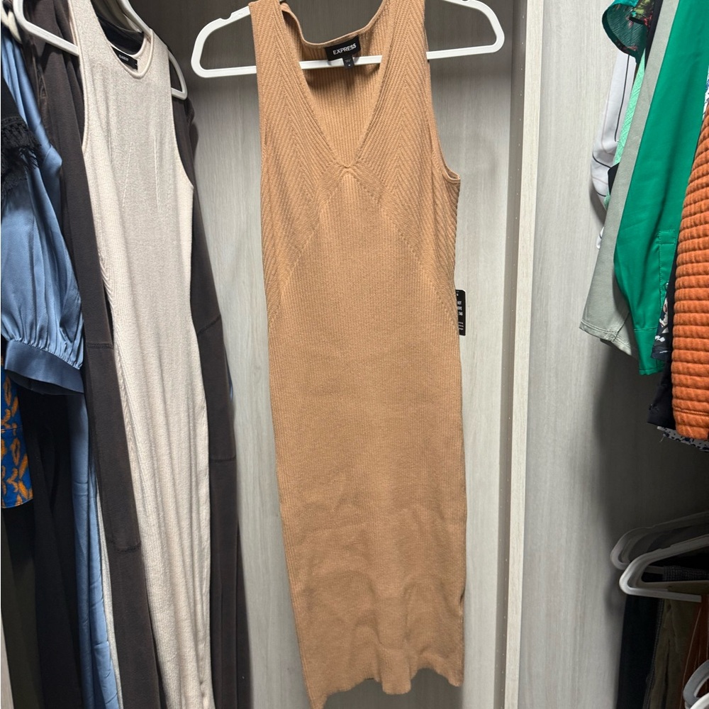 Cider Tan Sleeveless Knit Dress